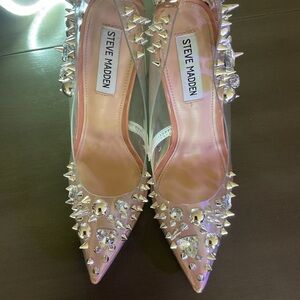 Steve Madden Pink and Silver Studded Heels 7.5